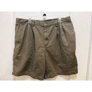 Timberland Weathergear Mens 42 Pleated Chino Shorts Olive Green Cotton Twill